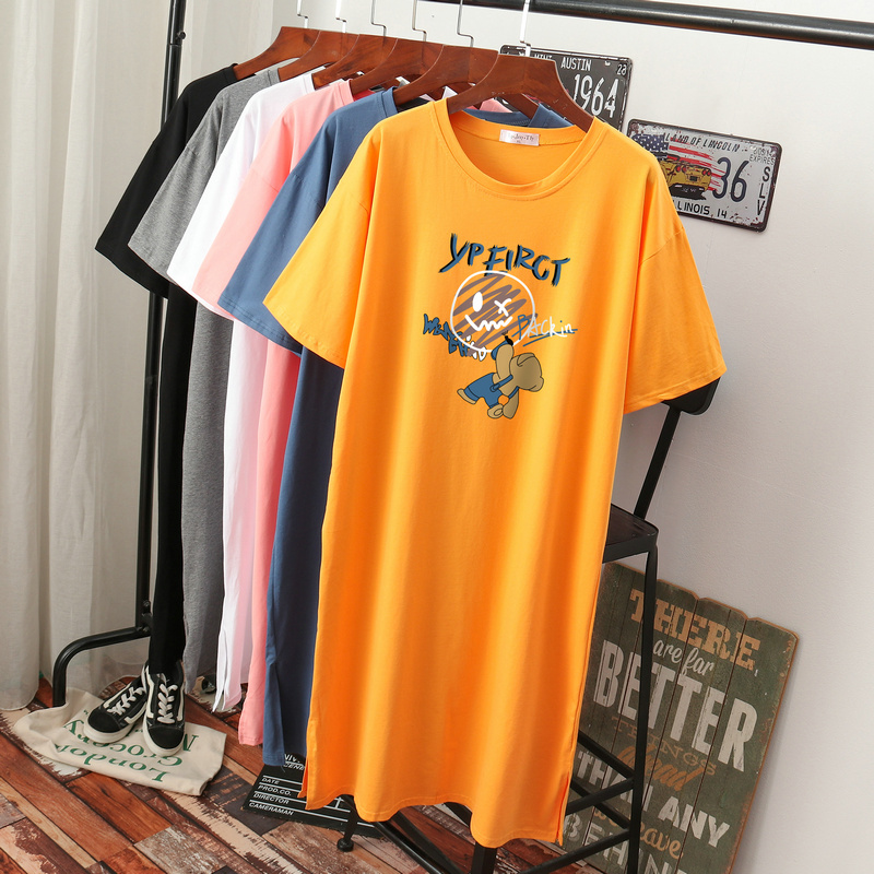 เดรสสไตล์เสื้อยืด S-3XL(อกเสื้อยืด 43- 51 นิ้ว)ใส่สบายๆอยู่บ้าน ใส่นอน
