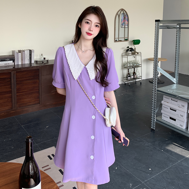 เดรสแขนสั้น มีไซส์ L-4XLอก 38-47 นิ้ว ใส่ได้ทั้งสาวหุ่นดีน่ารักจนถึงสาวอวบพลัสไซส์