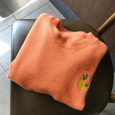 Sweater เสื้อสเวทเตอร์ไหมพรม ปักลายผลไม้ สวยหวาน ไหมพรมเนื้อดี นุ่ม ยืดได้เยอะ สายเกาหลีห้ามพลาดน้าาา freesize