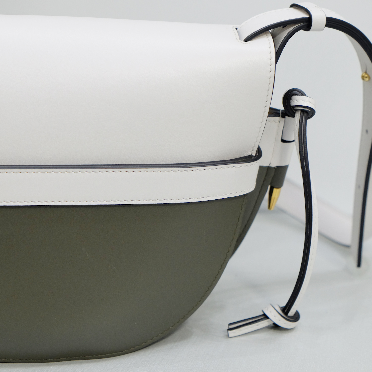 Loewe White/Khaki Calf Leather Small Gate