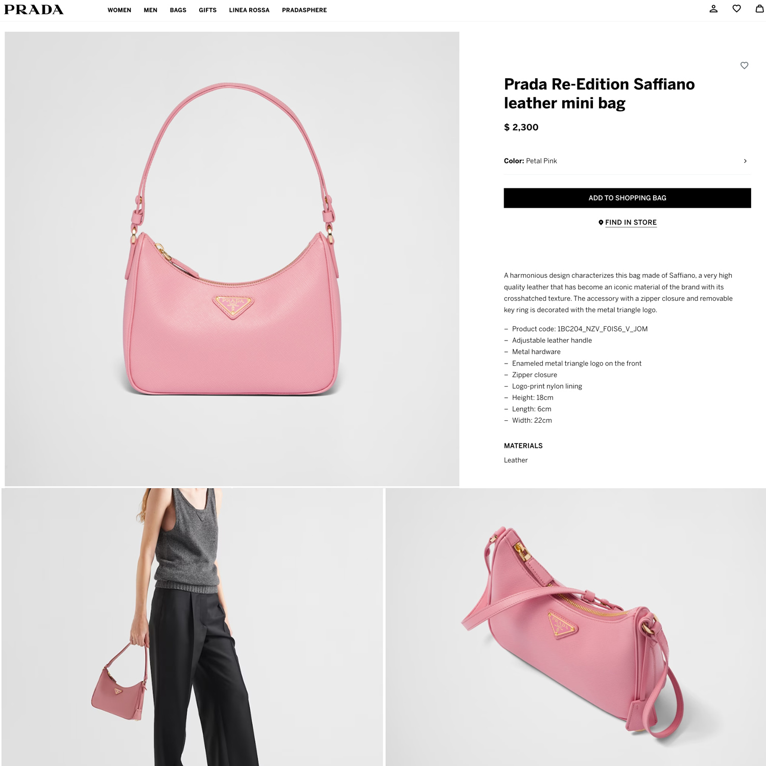 Prada Mango Green Saffiano Re-Edition Mini Hobo 1BC204 (2022)