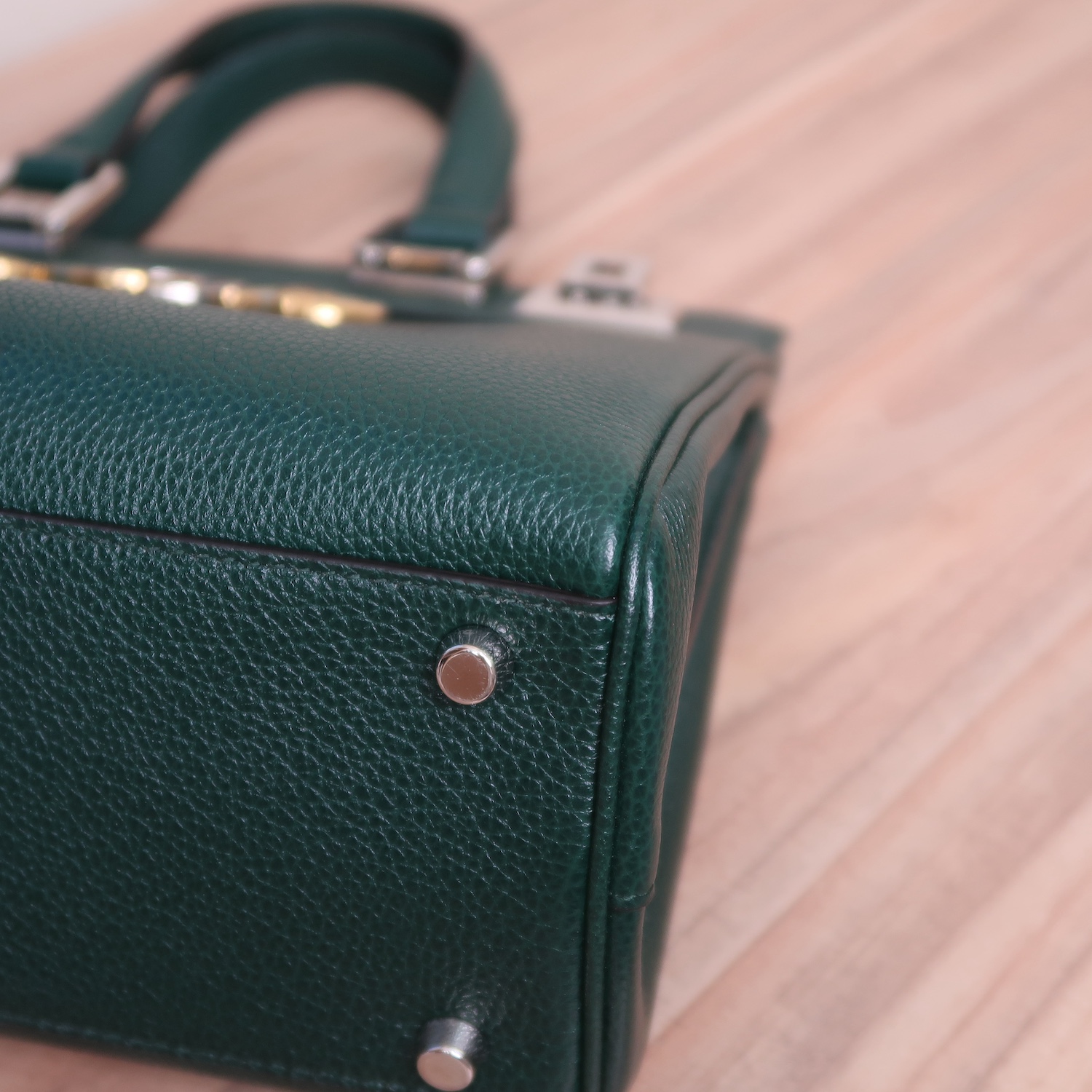 Gucci Green Grain Calfskin Zumi Top Handle Bag