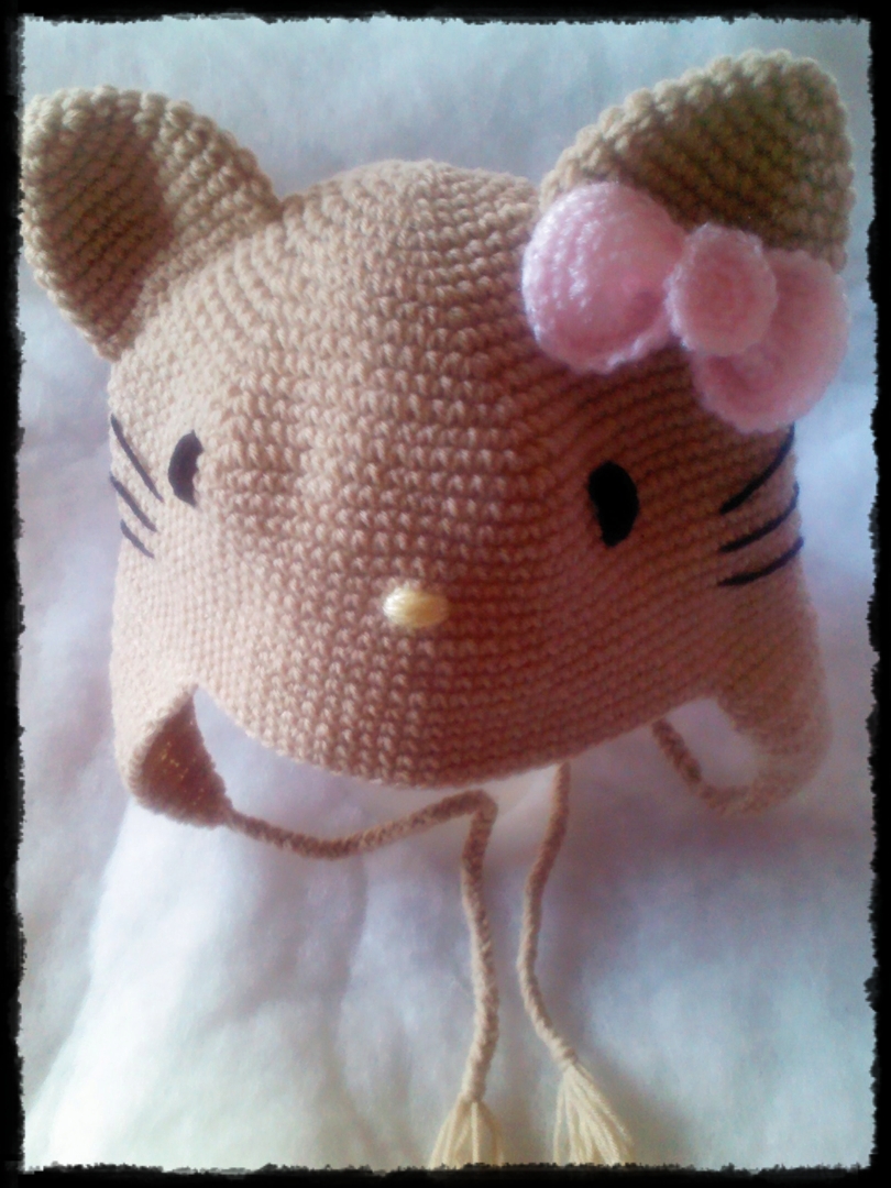 หมวกคิตตี้น้ำตาลมีเปีย