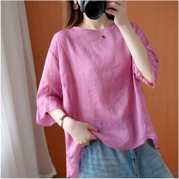 เสื้อผ้าฝ้าย เสื้อผ้าลินิน สไตล์ฤดูร้อน BY Lian Zhi Cotton and linen art สไตล์VINTAGE มีขนาดไซส์อกประมาณ 35-40 นิ้ว