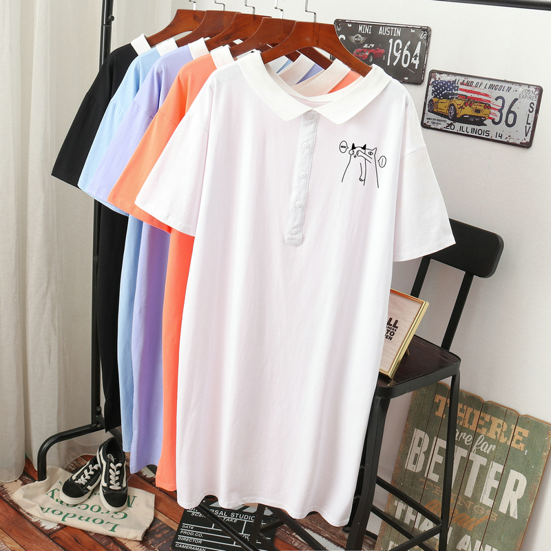 เดรสสไตล์เสื้อยืด S-3XL(อกเสื้อยืด 43- 51 นิ้ว)ใส่สบายๆอยู่บ้าน ใส่นอน