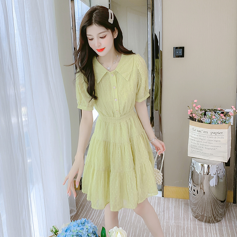 เดรสลูกไม้ เดรสชีฟองสวยๆ แขนสั้น By Meiyi women's clothing