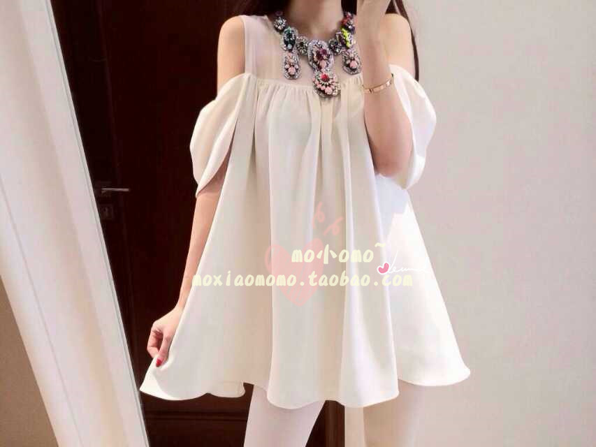 พร้อมส่ง - เสื้อแฟชั่น ชีฟองเก๋ๆ สีดำ โชว์ไหล่น่ารัก ดำ