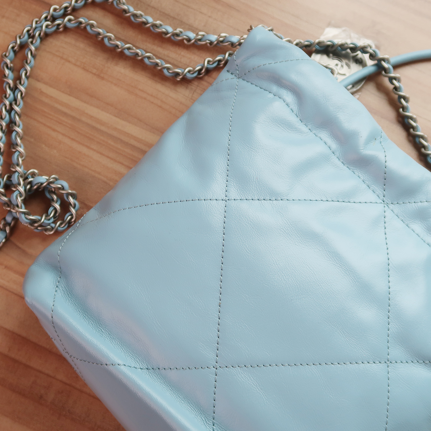 Chanel Blue Shiny Calfskin Mini 22 SHW