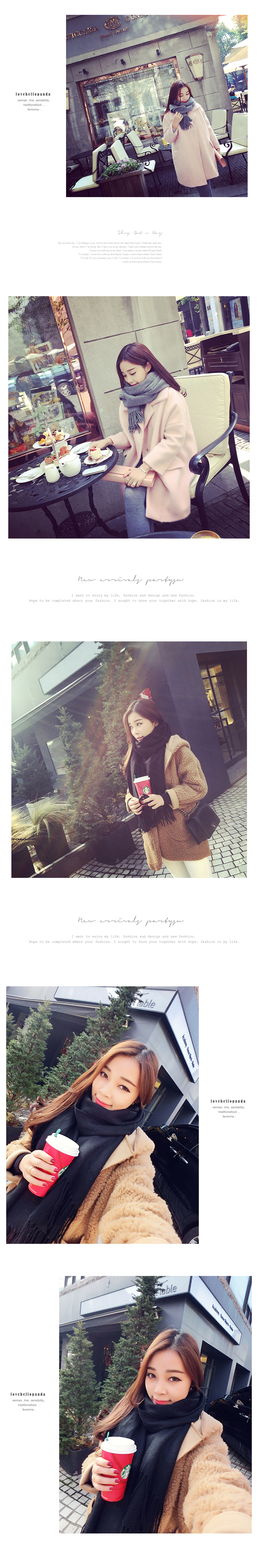 ผ้าพันคอกันหนาว ไหมพรมเนื้อเรียบ นุ่ม เกาหลี สีดำ พร้อมส่ง Black