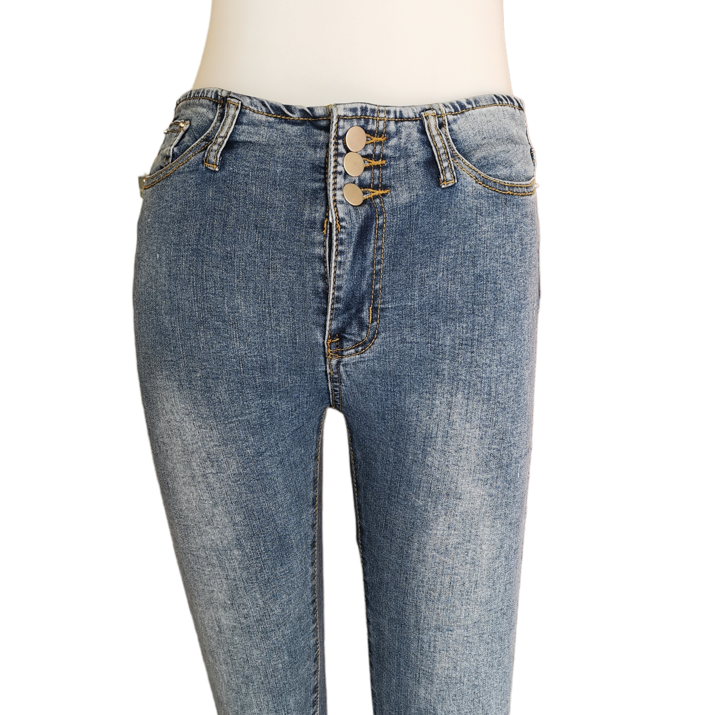 Jeans343 กางเกงยีนส์ขายาวทรงสกินนี่ กระดุม 3 เม็ด แฟชั่นนำเข้าเกรดพรีเมียม ผ้ายีนส์แท้ยีนส์ฟอกยืดนิ่มใส่สบาย ผ้านุ่มน่าใส่ทรงสวยงานดี แมทช์กับอะไรก็เข้า