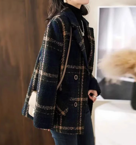 เสื้อกันหนาว แบบใส่ทำงาน เสื้อกันหนาว แบบสูท ลายตารางหมากรุก สก๊อต แบบสวย ดีไซน์เท่ 236513