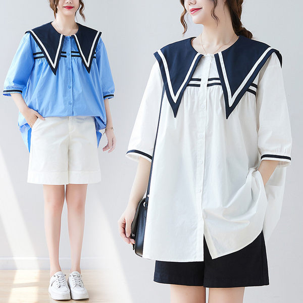 เสื้อลินินคนอ้วน เสื้อทีเชิ้ตคนอ้วนผู้หญิง เสื้อทีเชิ้ตตัวใหญ่ By Literary Plus size