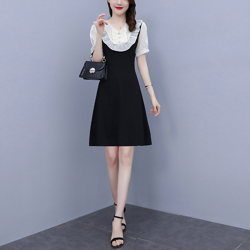 เดรสคนอ้วน เดรสสาวอวบ ชุดเดรสคนอ้วนวัยรุ่นแขนสั้น BY PLUS SIZE Girl