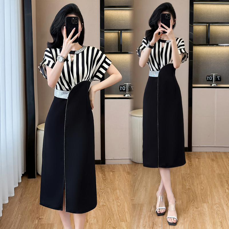 เดรสสีดำ ชุดเดรสคนอ้วน ชุดเดรสสาวพลัสไซส์ XL-5XL