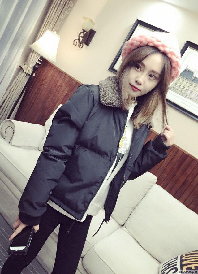 เสื้อกันหนาว บุนวมฟูๆ แต่งขนแกะที่คอปกเสื้อ ตัวสั้นน่ารัก ผ้าร่มเนื้อดีกันลม เกาหลีมากๆ พร้อมส่ง