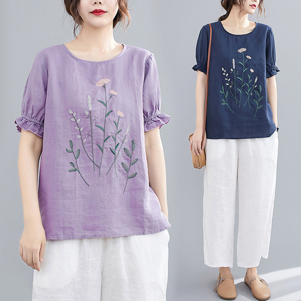 เสื้อผ้าฝ้าย เสื้อผ้าลินิน สไตล์ฤดูร้อน BY Lian Zhi Cotton and linen art สไตล์VINTAGE มีขนาดไซส์อกประมาณ 35-40 นิ้ว