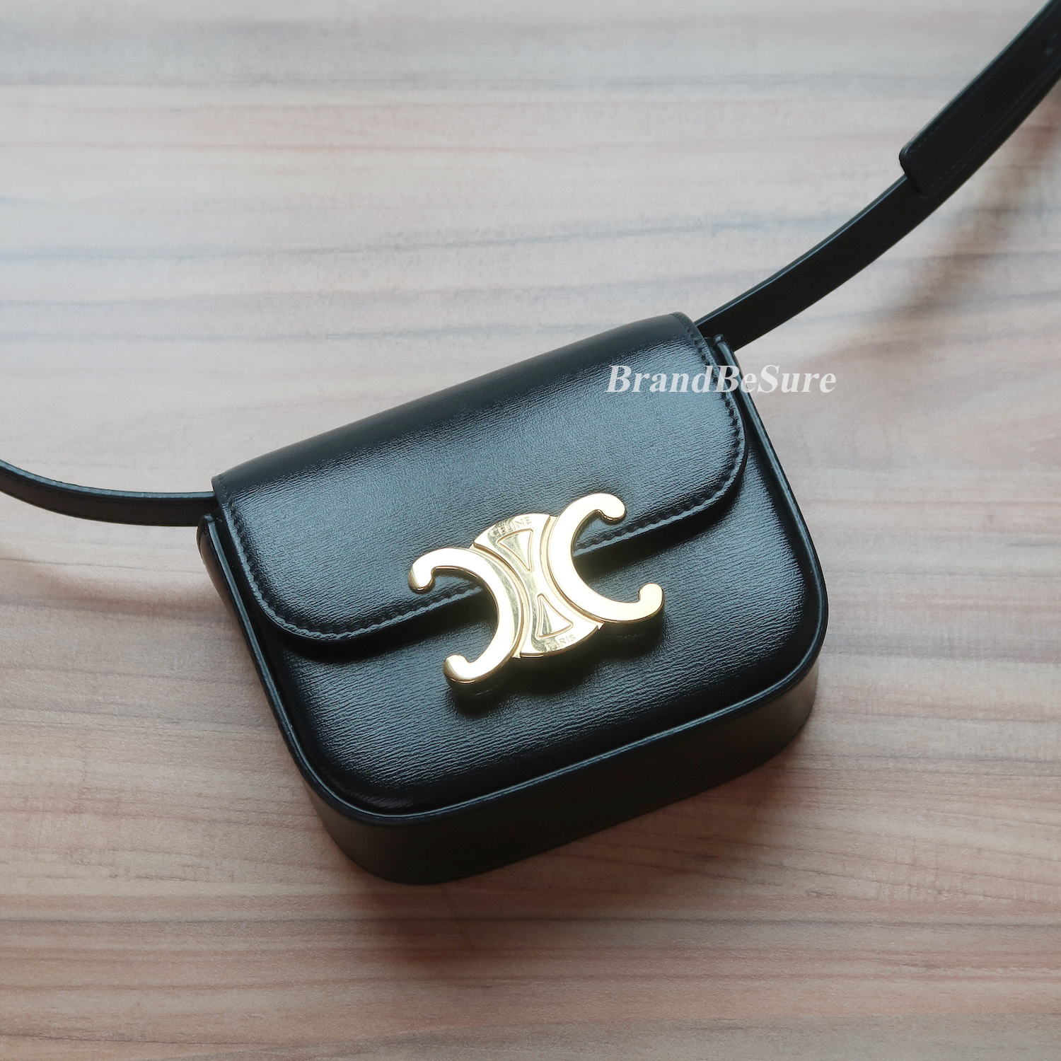 Celine Black Calfskin Triomphe Mini GHW(ใบไทย2023)