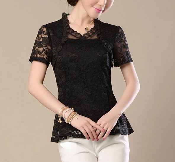 เสื้อผ้าลูกไม้ แขนสั้น สีดำ ใส่ออกงาน ราตรี งานกลางคืน งานศพ เสื้อเชิ้ต แขนสั้น ดีไซน์ แต่งระบายที่ คอ เสื้อคุณ นาย ราคาถูก 483974