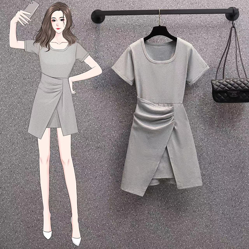 เดรสแขนสั้น มีไซส์ L-4XLอก 38-47 นิ้ว ใส่ได้ทั้งสาวหุ่นดีน่ารักจนถึงสาวอวบพลัสไซส์