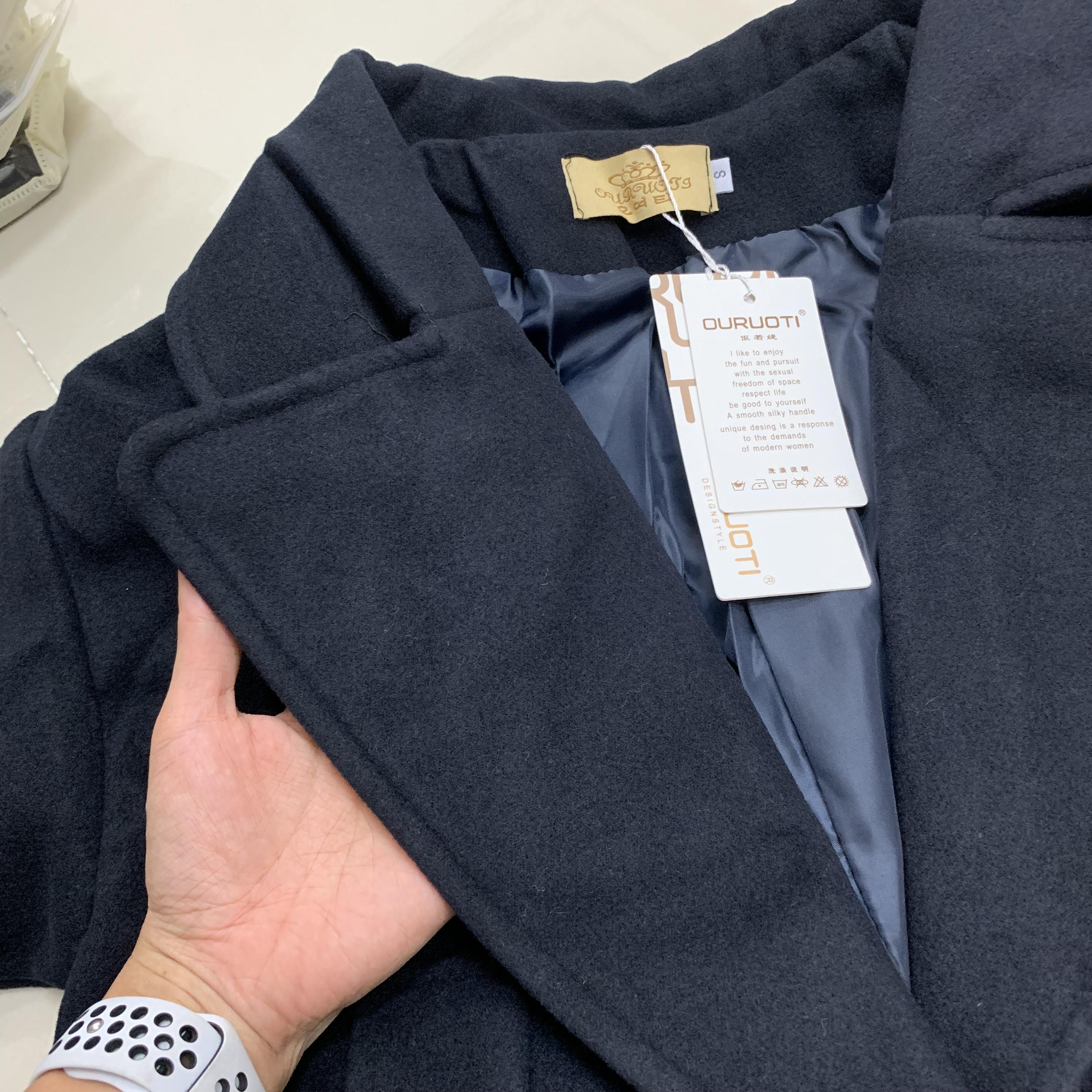 OverCoat เสื้อโค้ทกันหนาว สไตล์เกาหลี แต่งสายคาดหลัง ทรงโคล่ง ผ้าวูลผสมเนื้อดี บุซับในกันลม พร้อมส่ง กรมท่า