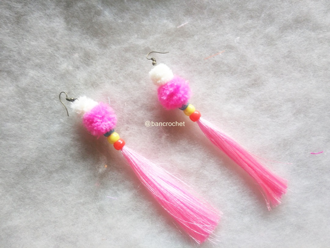 Bancrochet ต่างหูถักโครเชต์ crochet earring หลากสี 4-6 นิ้ว