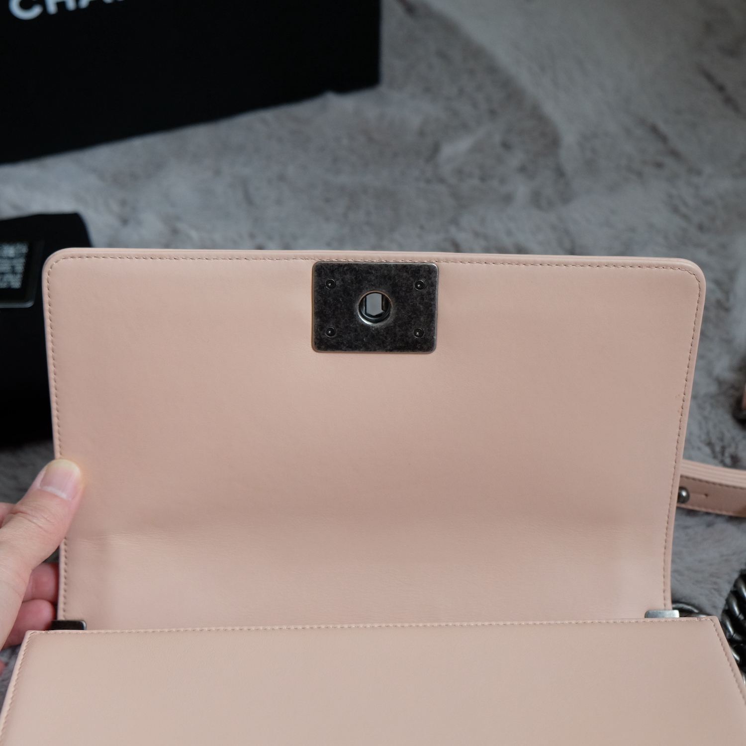 Chanel Nude Calf Leather Medium Boy 10" RHW