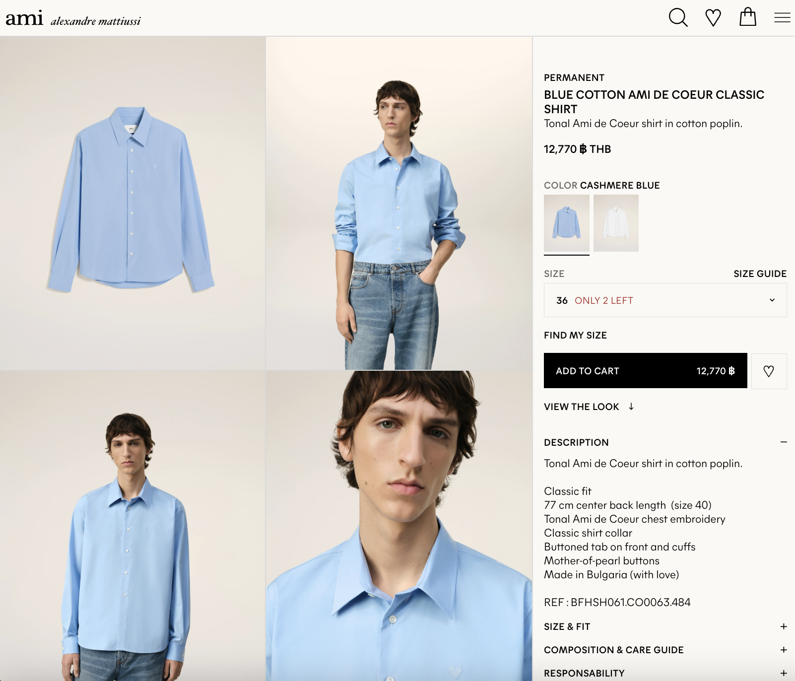 Ami Blue Cotton Ami De Coeur Long Sleeve Shirts