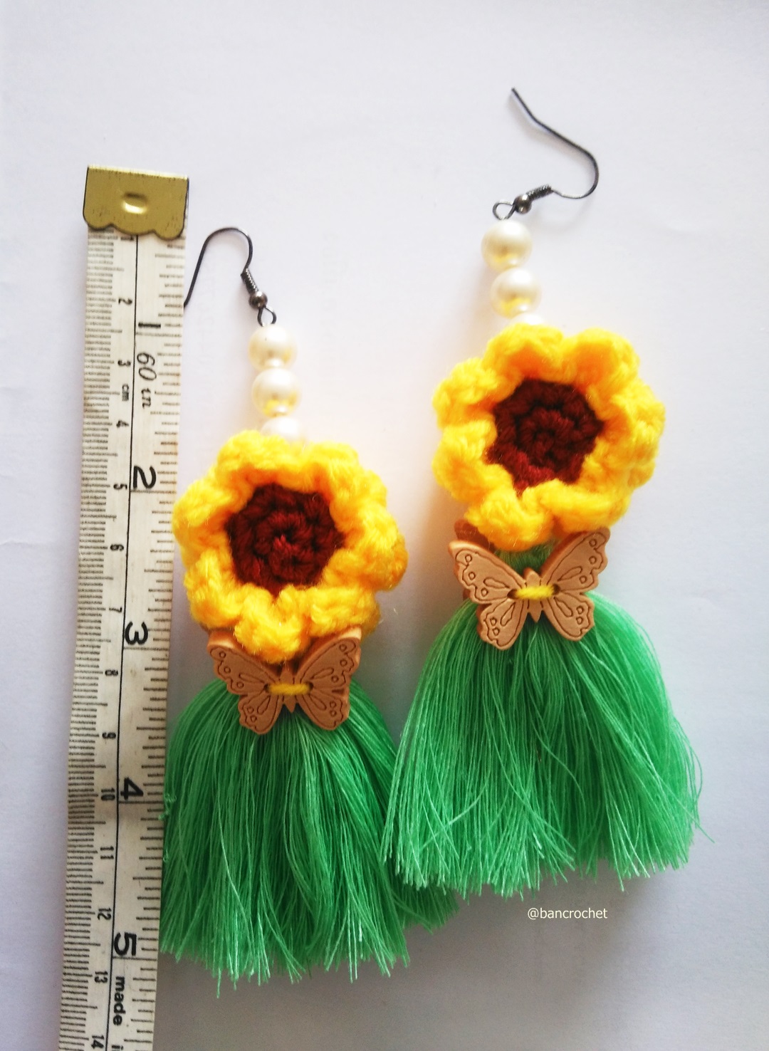 ต่างหูถักโครเชต์ crochet earrings หลากสี 5 นิ้ว