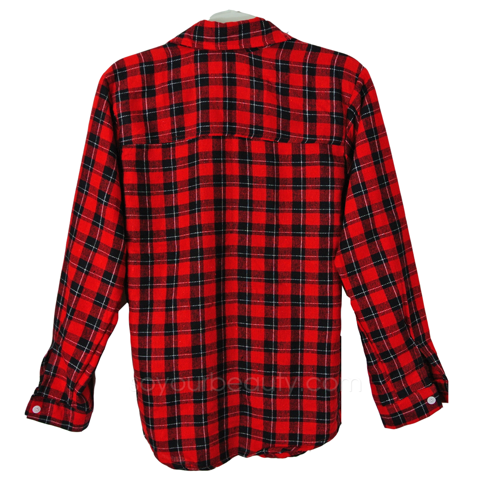 เสื้อเชิ้ตลายสก๊อตผู้หญิง สีดำแดง