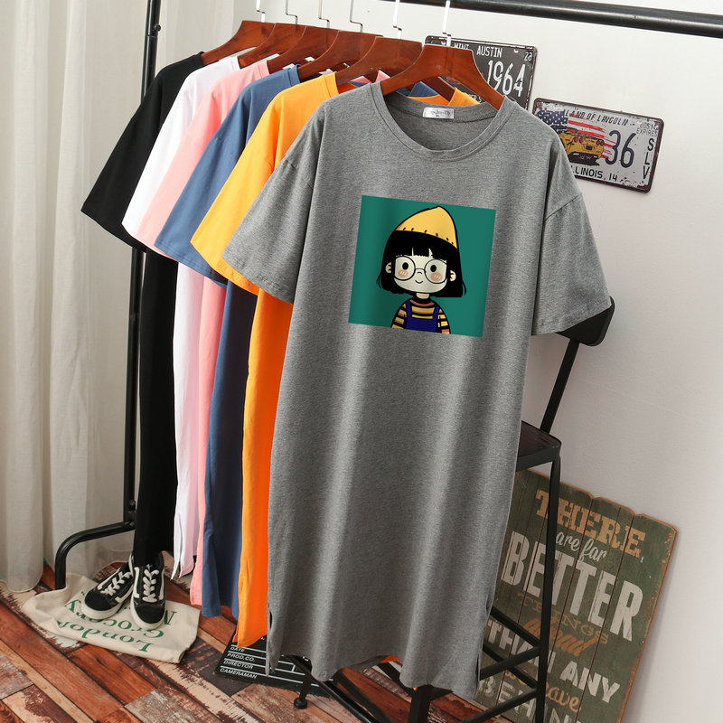 เดรสสไตล์เสื้อยืด S-3XL(อกเสื้อยืด 43- 51 นิ้ว)ใส่สบายๆอยู่บ้าน ใส่นอน