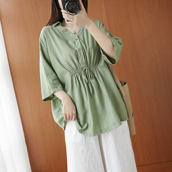 เสื้อผ้าฝ้าย เสื้อผ้าลินิน สไตล์ฤดูร้อน BY Lian Zhi Cotton and linen art สไตล์VINTAGE มีขนาดไซส์อกประมาณ 35-40 นิ้ว