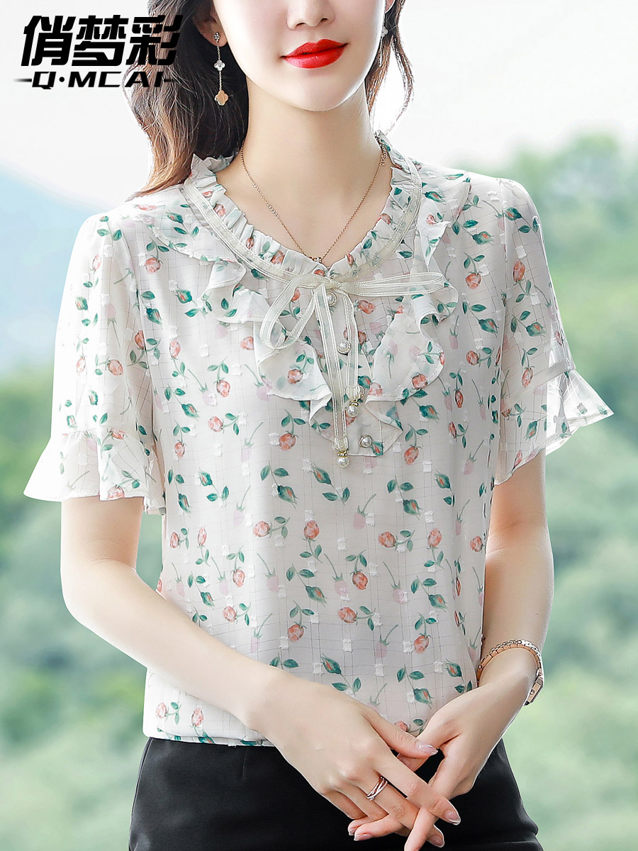 เสื้อชีฟอง เสื้อแฟชั่นสุภาพสตรีวัยผู้ใหญ่ มีไซต์ อก34นิ้ว-43นิ้ว