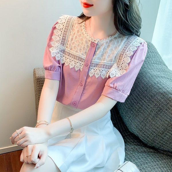 เสื้อลูกไม้ แขนสั้น