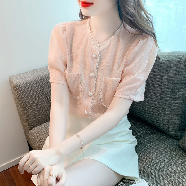 เสื้อลูกไม้ แขนสั้น
