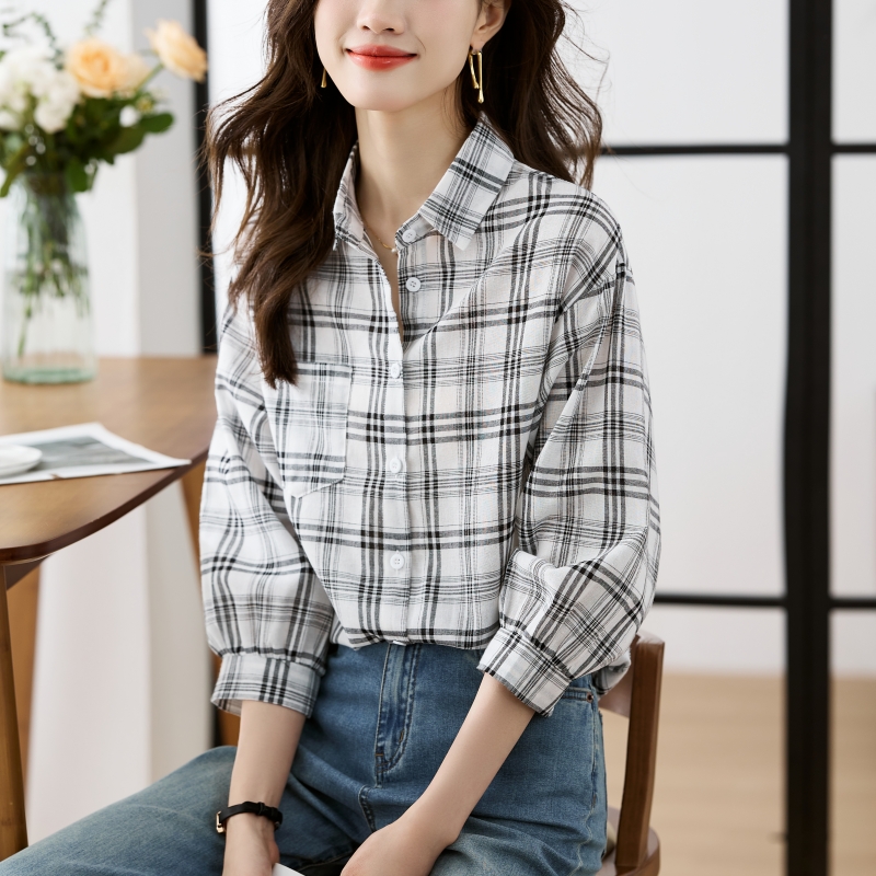 เสื้อเชิ้ตผู้หญิงแขนยาว เสื้อเชิ้ตผู้หญิงใส่ทํางาน 390 บาทต่อชิ้น ฟรีค่าจัดส่ง