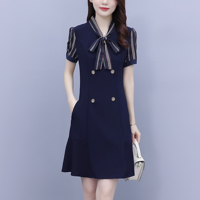 เดรสคนอ้วน เดรสสาวอวบ ชุดเดรสคนอ้วนวัยรุ่นแขนสั้น BY PLUS SIZE Girl