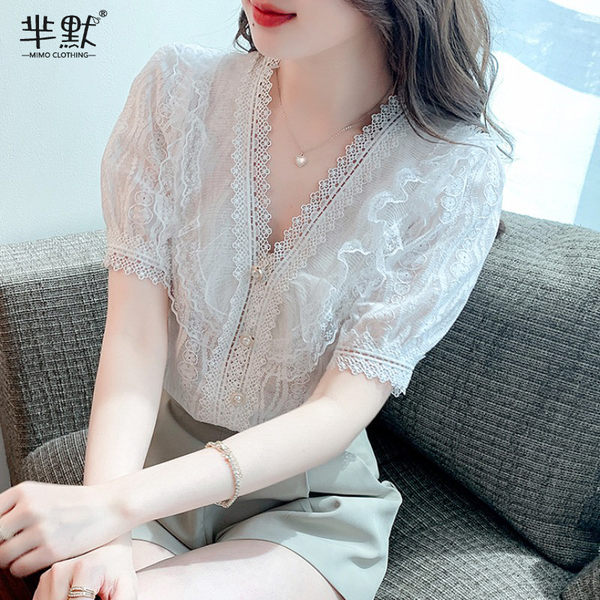 เสื้อลูกไม้ แขนสั้น