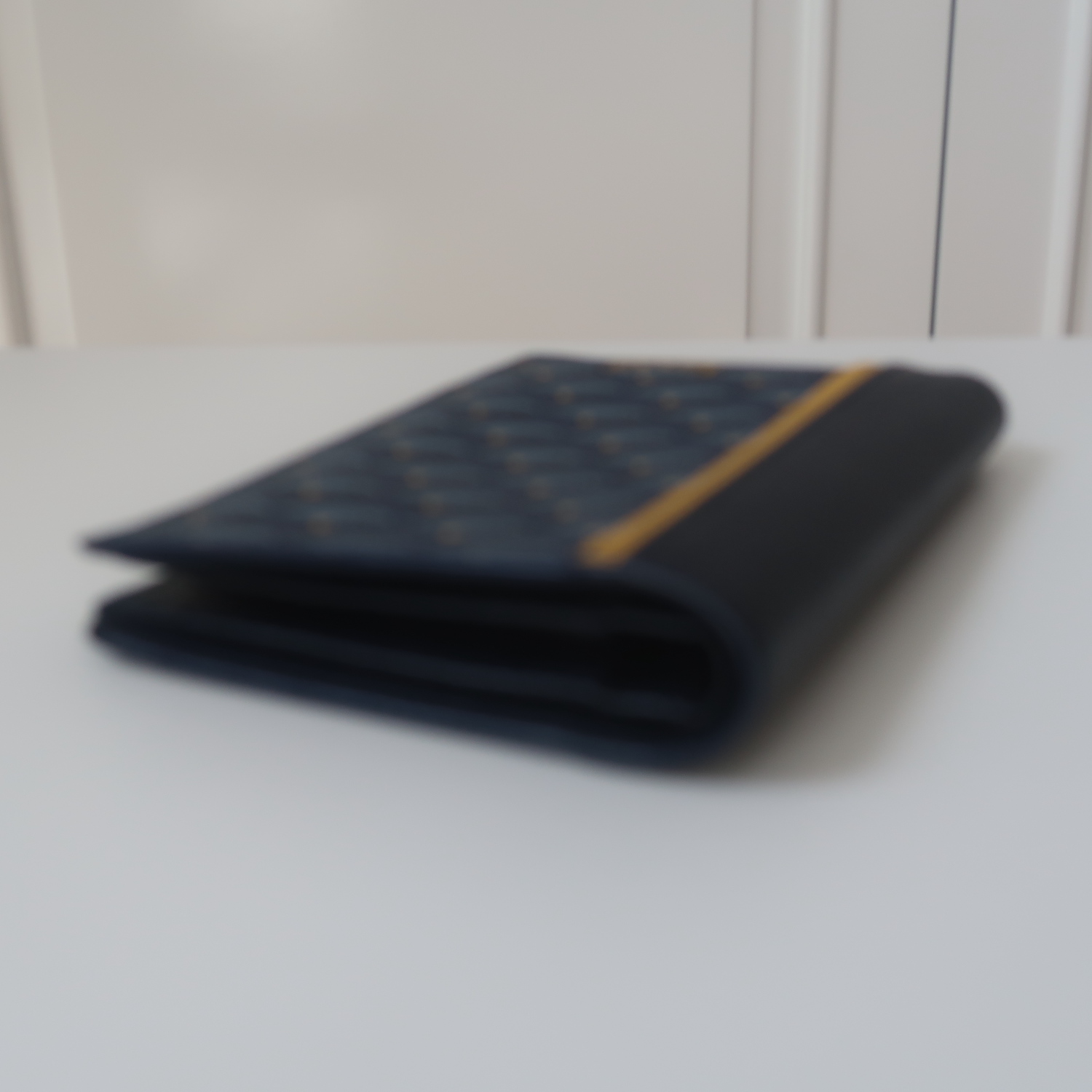 Faure Le Page Navy Blue Monogram Canvas Standard Pocket Wallet