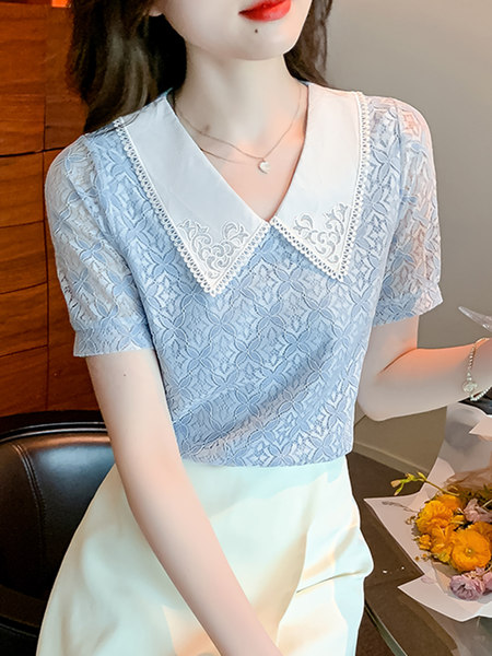 เสื้อลูกไม้ แขนสั้น