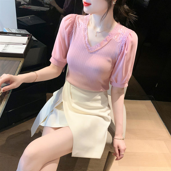 เสื้อลูกไม้ แขนสั้น