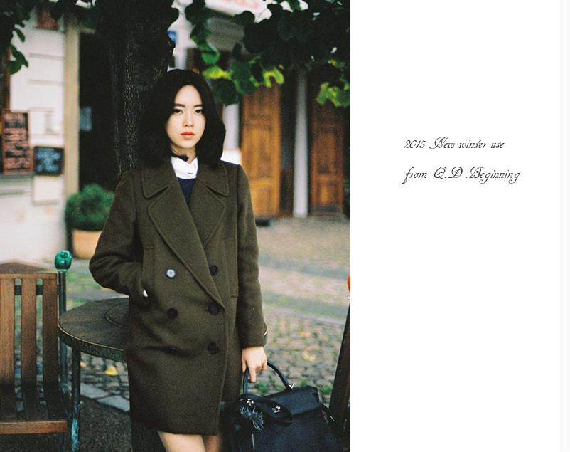 เสื้อโค้ทกันหนาว สไตล์ญี่ปุ่น ผ้าวูลเนื้อนิ่ม บุซับในกันลม พร้อมส่งจ้า เขียวขี้ม้า