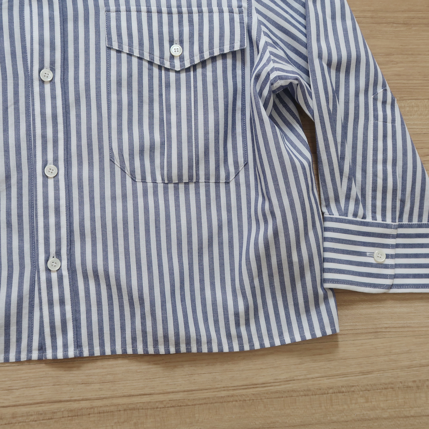 Celine Blue Stripe Crop Shirt