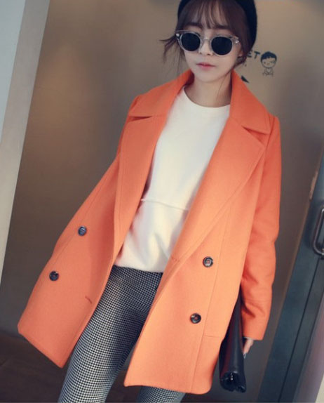CLASSIC OLD ROSE COAT เนื้อผ้าไม่หนามาก เหมาะกับไปเที่ยวช่วงนี้จ้า ผ้าสำลีผสมสักกะหลาด บุซับใน [ เสื้อโค้ท กันหนาว สีโอรส ] พร้อมส่ง ORANGE