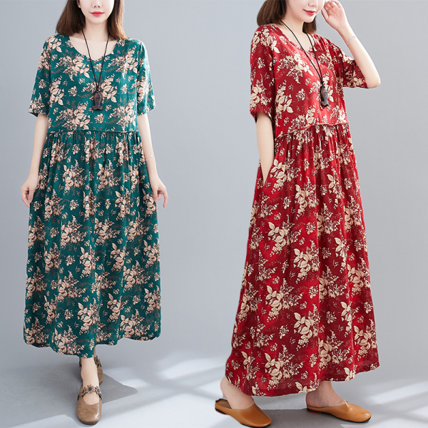 เสื้อผ้าฝ้าย เสื้อผ้าลินิน สไตล์ฤดูร้อน BY Lian Zhi Cotton and linen art สไตล์VINTAGE มีขนาดไซส์อกประมาณ 35-40 นิ้ว