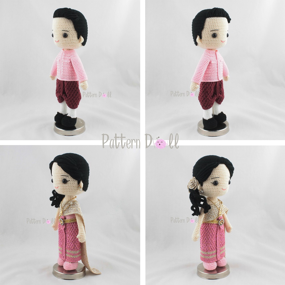 ตุ๊กตาถักคู่แต่งงานชุดไทย ๑