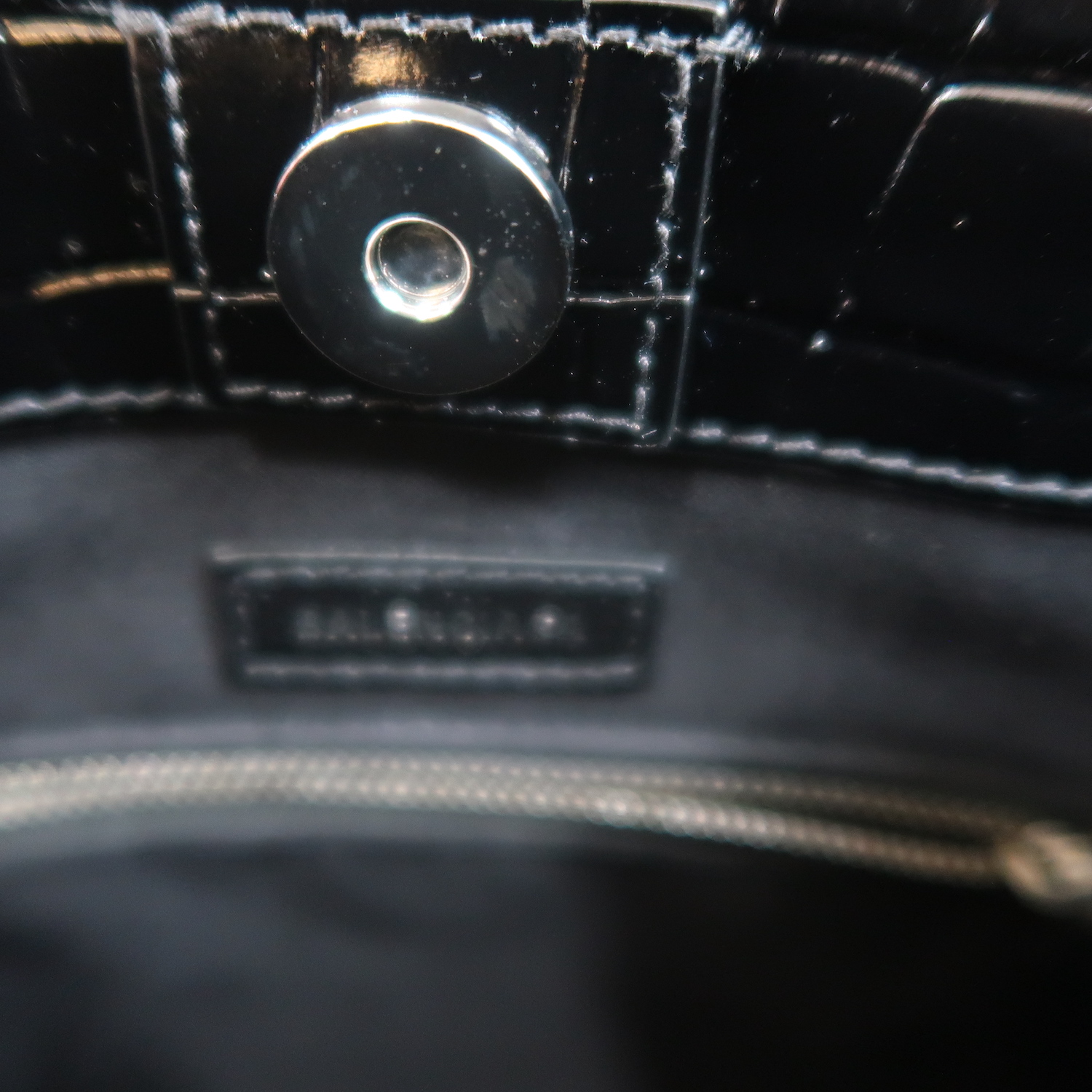 Balenciaga Black Croc Calfskin Shopping Tote XXS