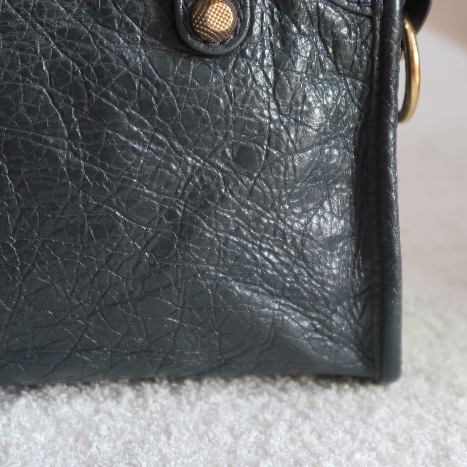 Balenciaga Grey Lambskin Mini City Giant G12 GHW