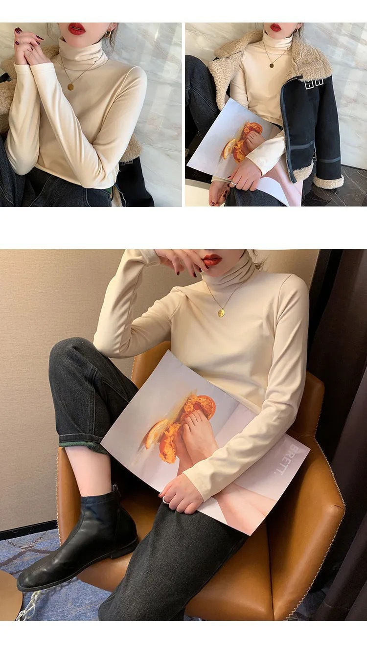 HEATTECH (ฮีทเทค คอเต่าสูง นุ่ม) เสื้อแขนยาว ใส่เพิ่มความอุ่นด้านใน กันหนาว ยืดหยุ่น ผ้าเนื้อนุ่ม