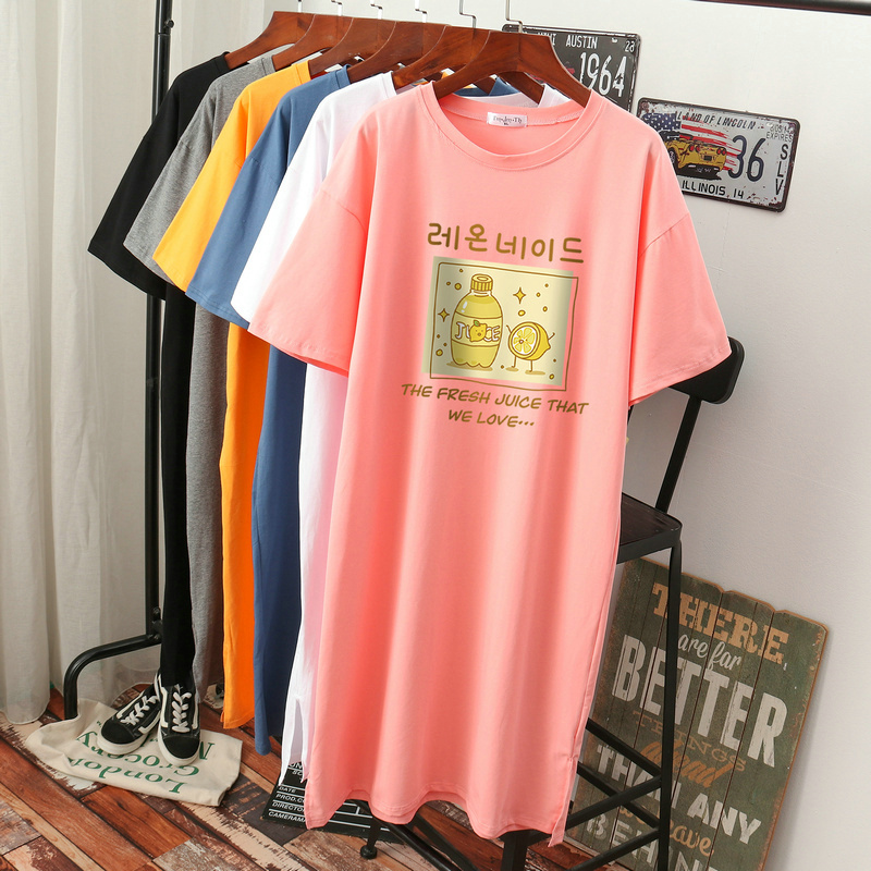 เดรสสไตล์เสื้อยืด S-3XL(อกเสื้อยืด 43- 51 นิ้ว)ใส่สบายๆอยู่บ้าน ใส่นอน
