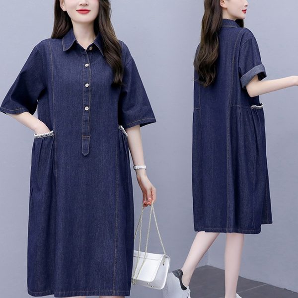 เดรสคนอ้วน เดรสสาวอวบ ชุดเดรสคนอ้วนวัยรุ่นแขนสั้น BY PLUS SIZE Girl